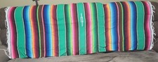 Vintage Serape Mexican Midwestern Throw Blanket 35.5x73in Authentic Woven