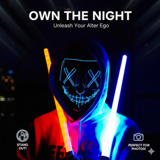 Costume Halloween Face Mask LED Light Up Cosplay Clubbing Party Purge