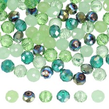 450Pcs 6mm Faceted Rondelle Glass Beads Czech Spacers, Green Tone