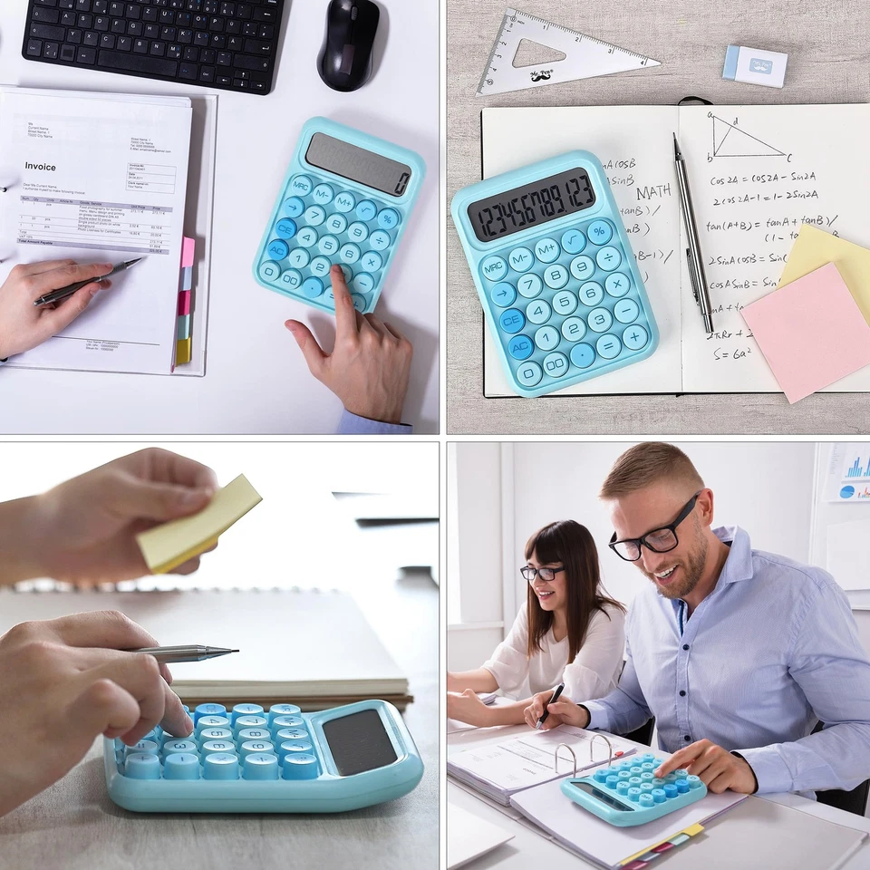 - Mechanical Switch Calculator, 12 Digits, Large LCD Display, Blue Calculator Bi - Image 2 of 4