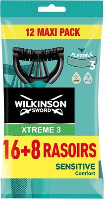 Wilkinson Xtreme 3 Sensitive Rasierer 24 Stück   Einweg, 3 Klingen, flexibel