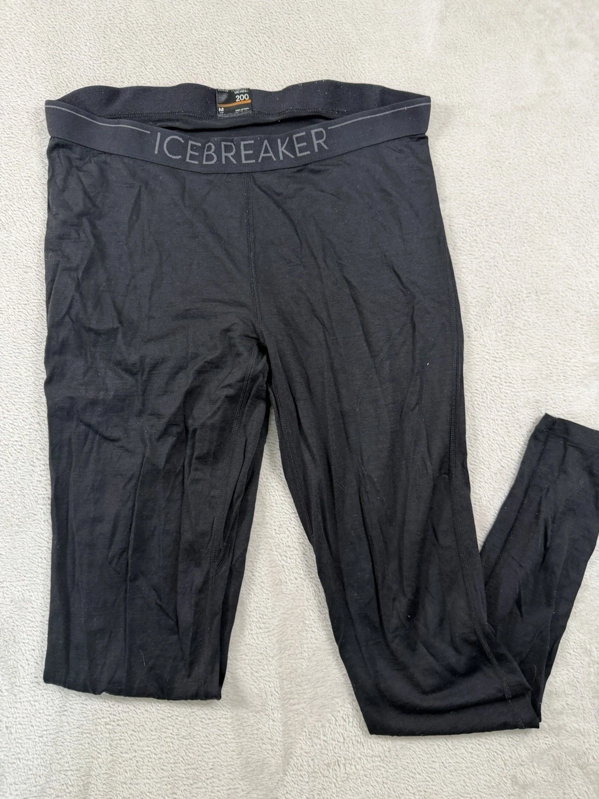 Icebreaker Merino 200 Base Size M Leggings Thermal Pants Black Base Layer