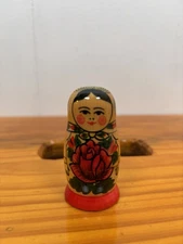 VTG Russian Wooden Matryoshka Stacking Dolls 3 Seats 1990s 2.5" Tall