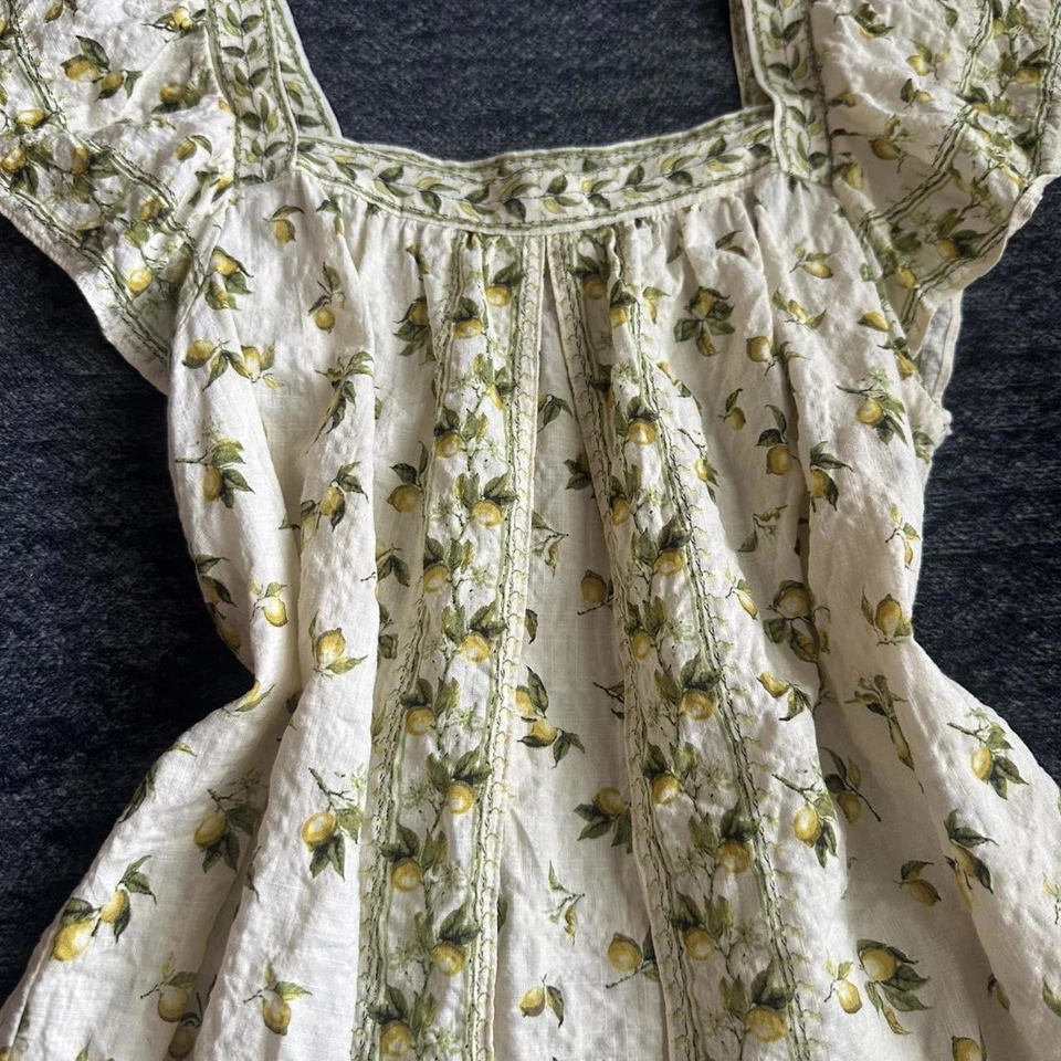 Blusa camponesa Max Studio London estampa de limão (XS) gola quadrada núcleo de casa - Imagem 2 de 4