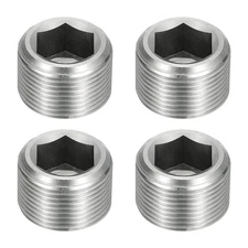 4Pcs Pipe Plugs, M24-1.5x16mm Stainless Steel Hex Thread Pipe Caps, Silver