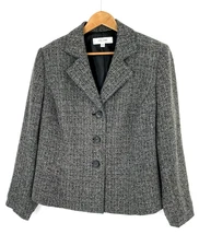 Jones Studio Separates Women's Plus 14W Black and White Tweed Button Up Blazer