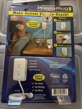 Presto Plug Outlet Extender Power Outlet Relocator W/2 AC Outlets & 2 USB Ports