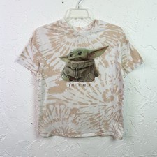 Star Wars Baby Yoda Tan Tie Dye Short Sleeve Graphic T-shirt Size Medium