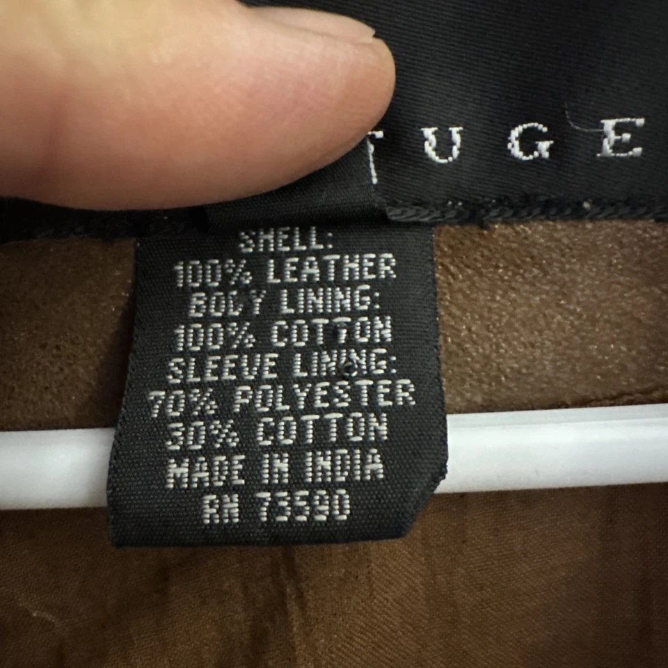 Chaqueta para mujer Yansi Fugel de cuero genuino marrón con cremallera frontal talla grande Foto 3 de 4