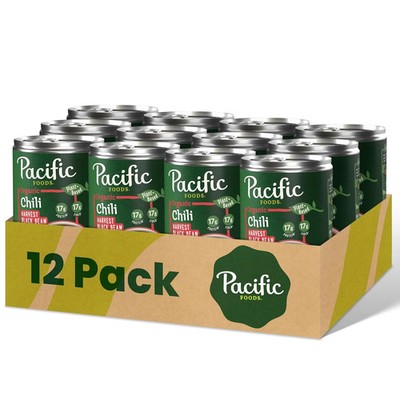 Pacific Foods Organic Harvest Black Bean Chili, Plant Based, 16.5 oz Can (Case o