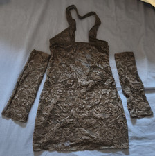 Sexy Black Sheer Lace Mini Dress Set