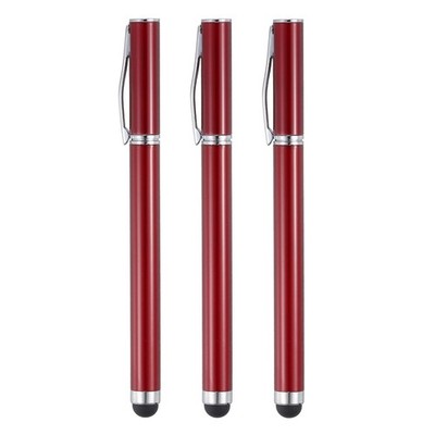 3pcs Ballpoint Pen with Stylus Tip 2 in 1 Rubber Stylus Pens, Red