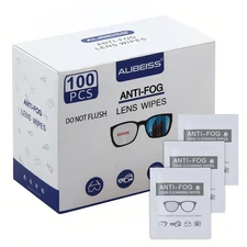 Anti Fog Lens Wipes 100 Pack Pre Moistened 6x5 Inch Glasses Goggles Cleaner