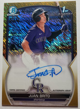 Juan Brito 2023 Bowman Chrome 1st Gold Shimmer Refractor Auto /50 Guardians