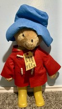 Vtg Eden Paddington Bear Plush Stuffed Bear 18  Blue Coat Yellow Hat Boots 1975