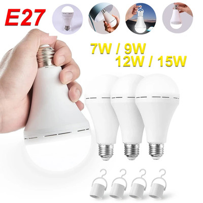LED Rechargeable Light Bulb 7W 9W 12W 15W 85-265V Emergency Bulb Portable