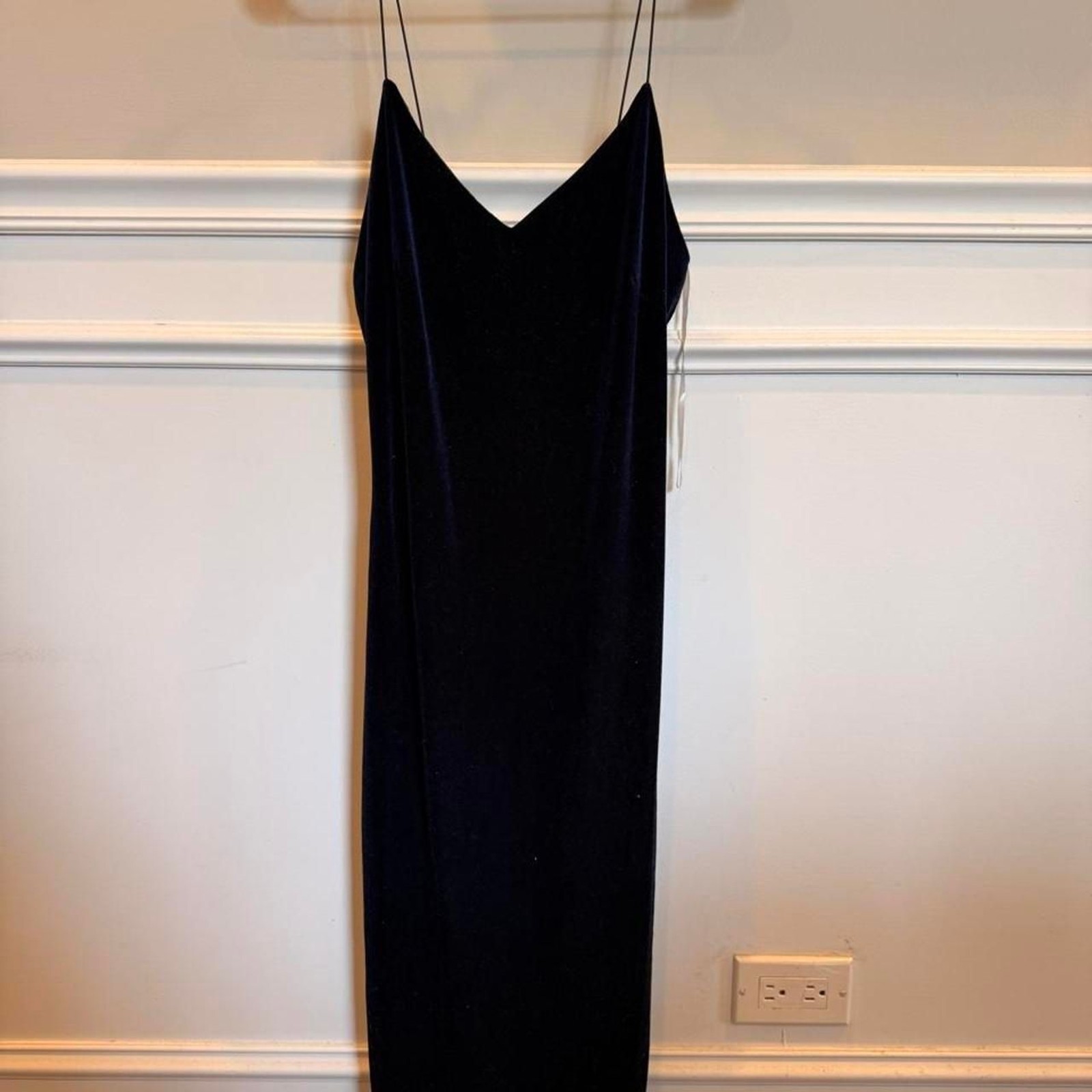 Charlotte russe Women's Navy Velvet Spaghetti Strap Dress size L