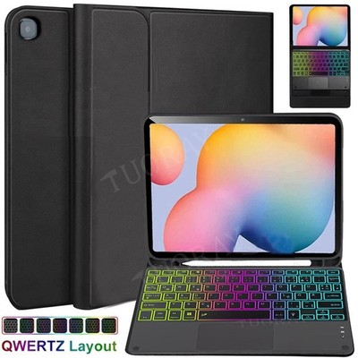 Hülle mit Beleuchtet Tastatur Maus für Samsung Galaxy Tab S6 Lite 10,4 2020-2024