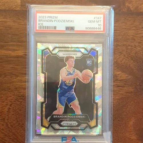 Panini Prizm 2023-24 Brandin Podziemski Warriors #147 Ice Prizm RC PSA 10