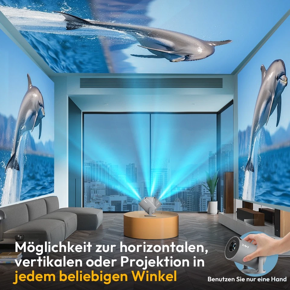 XGODY Mini 4K 12000LMS Projector 3D 5G WiFi Bluetooth Video Home Theater Android - Image 3 of 4