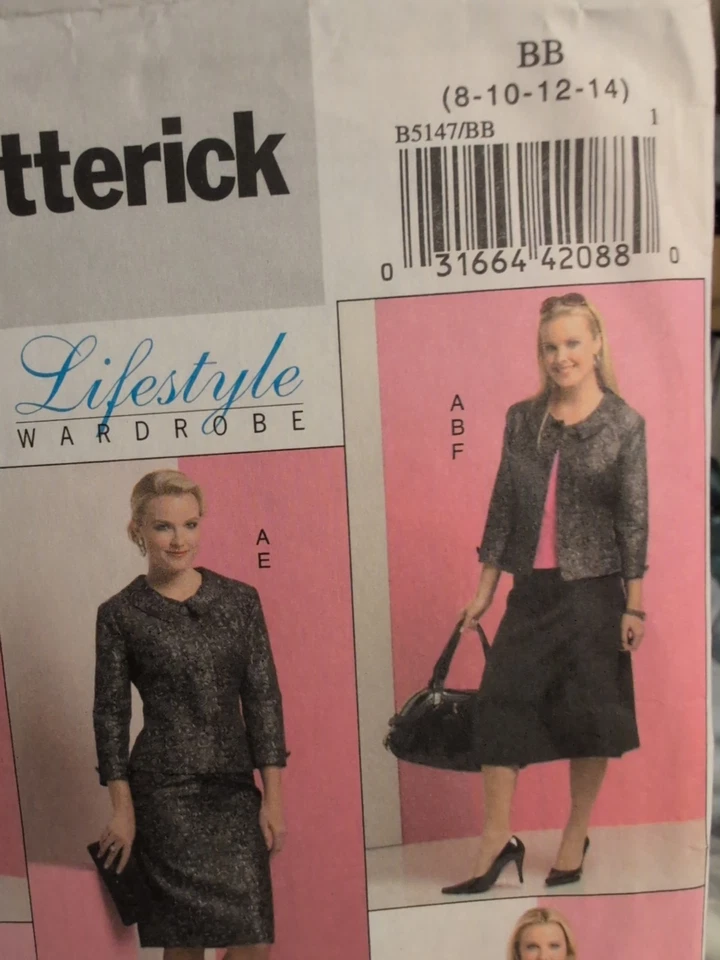 Butterick UNCUT Easy Pattern B5147 Size 8-14 Misses Jacket Top Dress Skirt Suit - Image 3 of 4