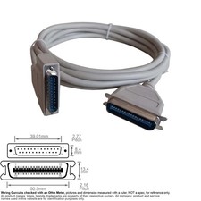 Cable Parallel Printer Centronics 36-Pin Male D-Sub DB25 25-Pin 10FT Molded