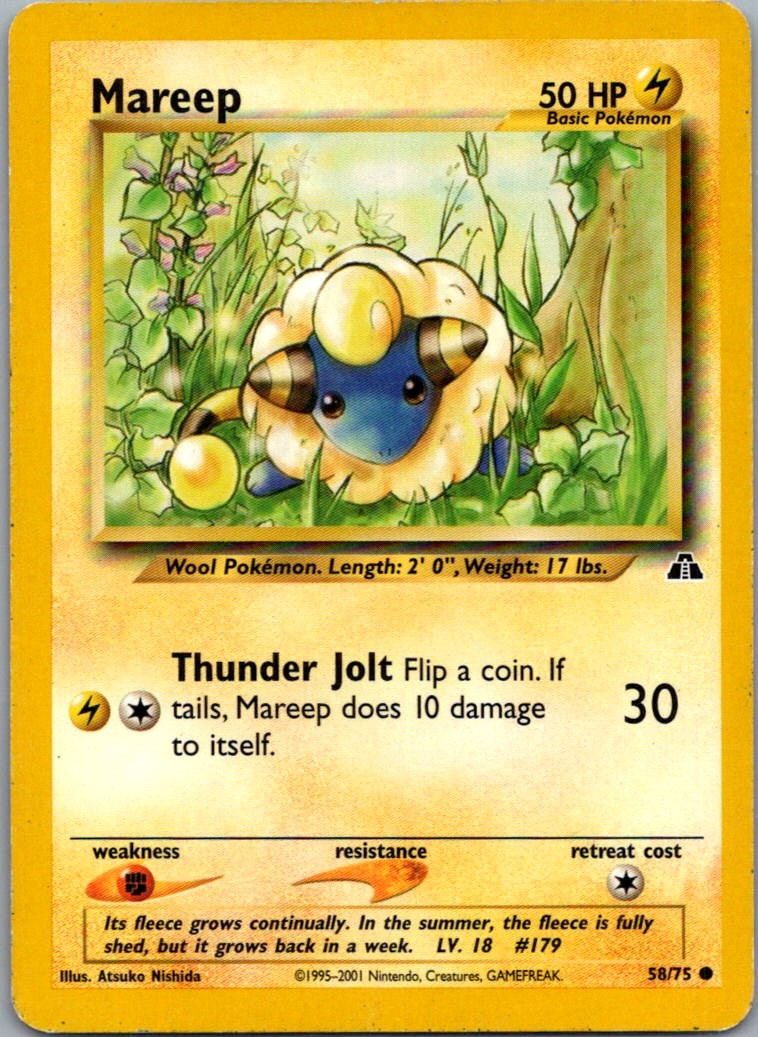 Mareep 58/75 Common Neo Discovery Pokemon Heavily Played