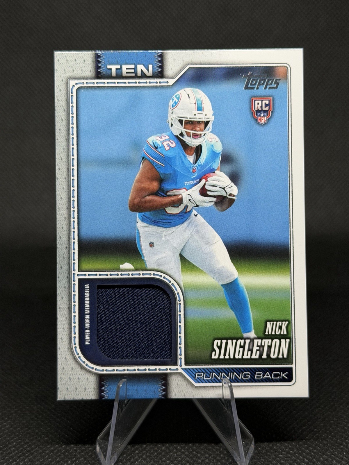 2026 Topps Flagship Rookie Real One Relic Nick Singleton #ROR-NS Titans RC