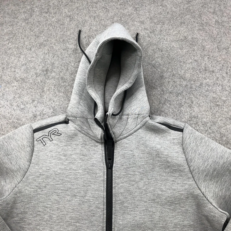 TYR Hoodie Mens Large Gray Full Zip Athletic Swim Team Jacket Sweatshirt - Image 4 of 4