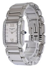 Patek Philippe Twenty~4 Steel & Double Row Diamond Timeless White Watch 24 4910 9