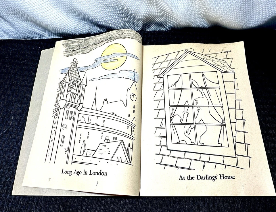 Libro para colorear vintage de Walt Disney’s Peter Pan 1952 Foto 3 de 4