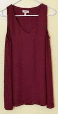MERAKI Women’s Sleeveless V-Neck Tunic Blouse BURGUNDY Size M