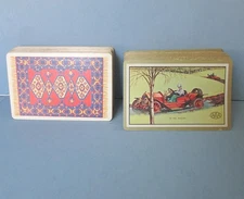 2 PLAYING CARD DECK Marigold Press Oriental Carpet AAA Vintage Car Woman Wrecker