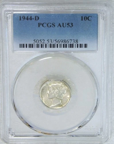 1944-D Mercury Dime PCGS AU53 Bright Frosty Luster Just Graded New Holder #Z516A