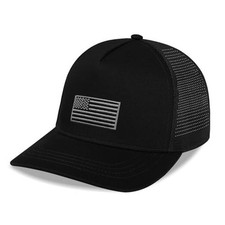 Boys American Flag Trucker Hat - Adjustable Snapback Baseball 3-8 Years Black