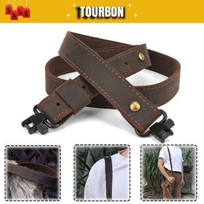 TOURBON Leder Gewehrriemen Flinten Sling Ruger Rifle Gewehrgürtel 2 Riemenwirbel