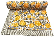 Trapuntino cotone Kantha king size fatto a mano copriletto e copriletto