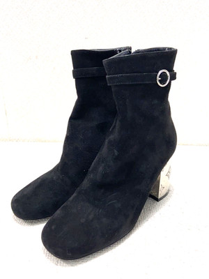 LOUIS VUITTON Suede Short Boots Women s Shoes Black Size US 6 Authentic