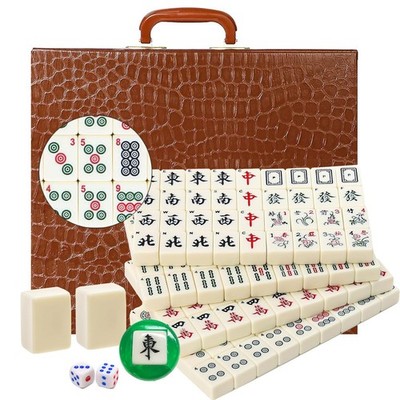 Mahjong Set 1.5'' 146 Tiles Arabic Numerals 2 Dice Wind Indicator Carrying Case