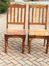 Set of 6 Rustic Brown solid wood Chairs with Slatted Backs. Very good condition