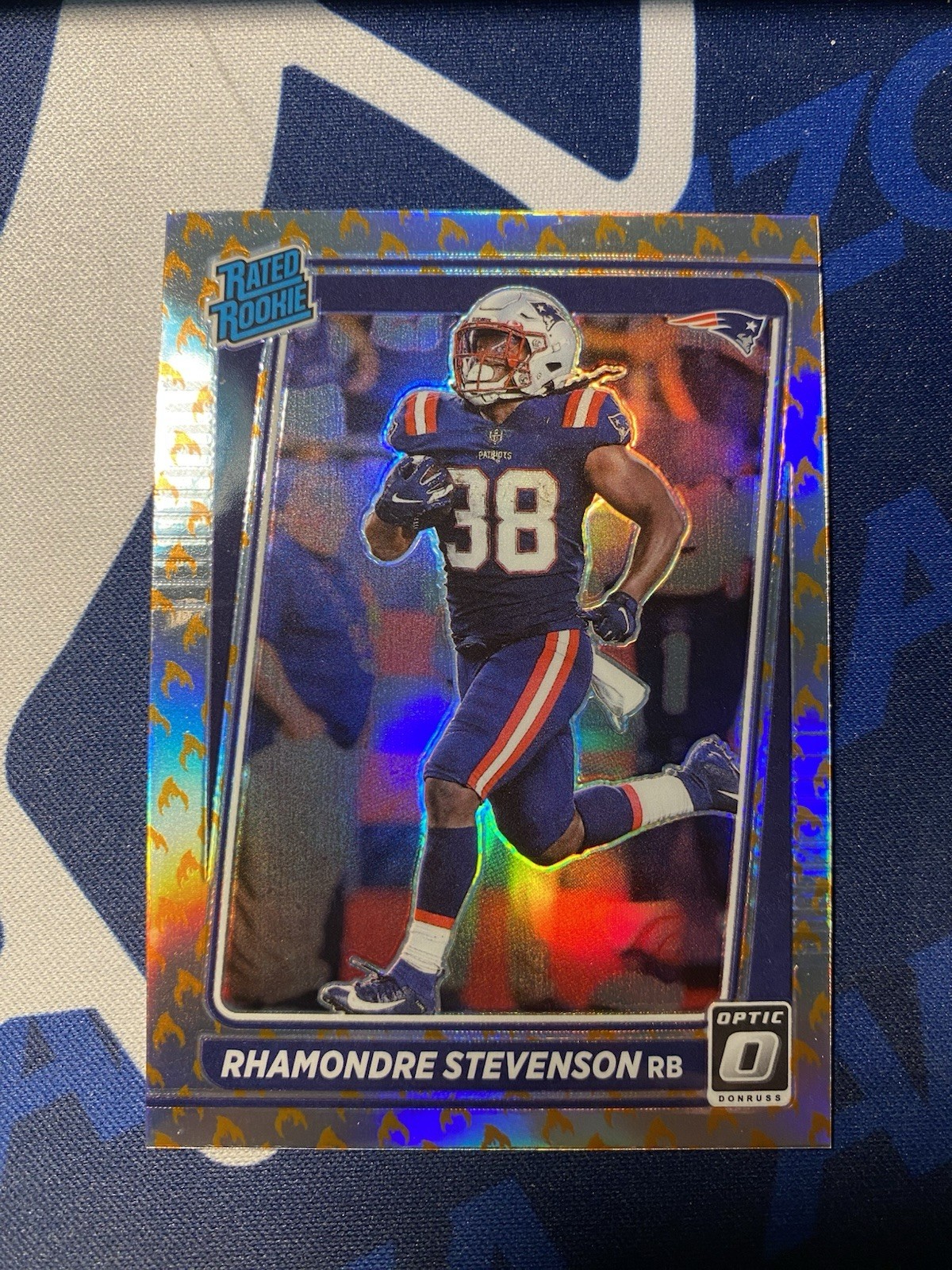 2021 Donruss Optic Rated Rookie Rhamondre Stevenson #237 Fire emoji prizm ssp