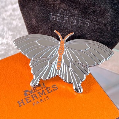 Hermes Paris Twilly Ring Schalring Papillon Schmetterling Motiv Silber mit Etui