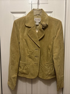 A.M.I. Vintage Suede Leather Blazer Jacket - Peony Color - Medium - Leather