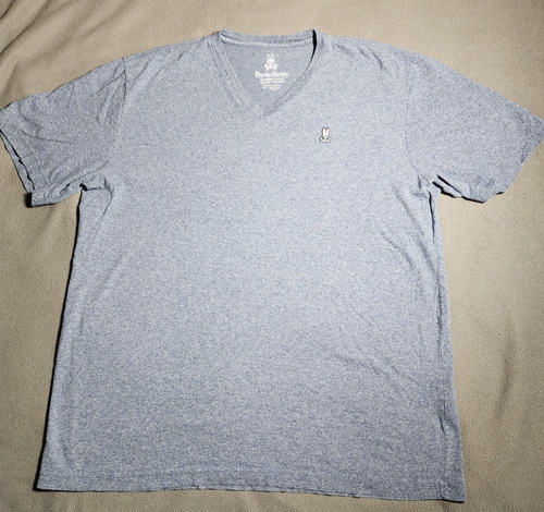 Psycho Bunny Robert Godley T-Shirt Sz 7 XL Gray V Neck Short Sleeve Pima Cotton
