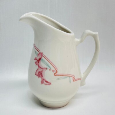 VTG MCM Homer Laughlin Cream Pitcher Floral Raised Hallmark3''Depth 3''Diax4 1/2''H