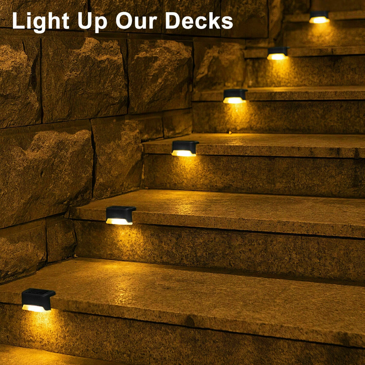 8 pack New Solar Deck Lights Outdoor Waterproof LED Steps Lamps
