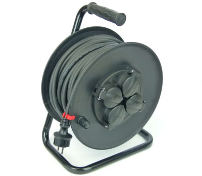 30 m Kabeltrommel Aussen Gummi Schuko Verlängerungskabel 3x1,5mm² H07RN-F IP44