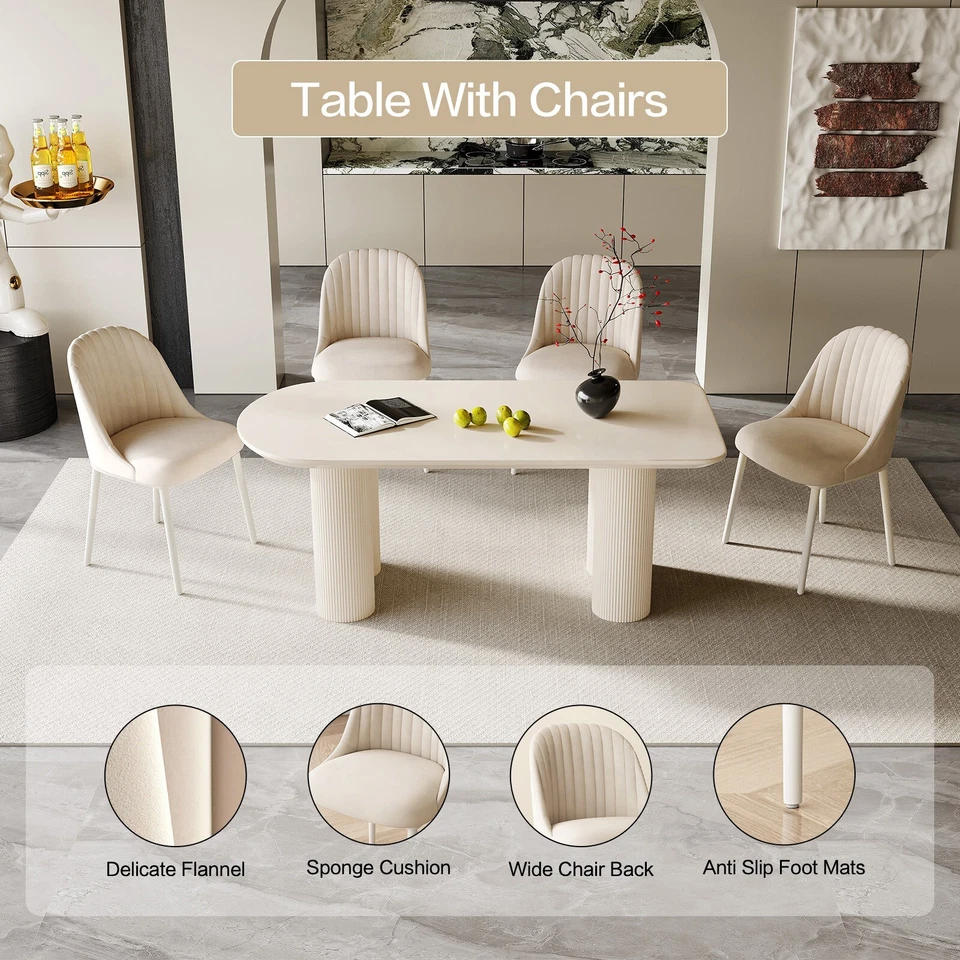 Guyii 55" Dining Table Modern Kitchen Table for 4-6 People White, Table Only - Image 4 of 4