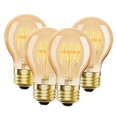 A19 Vintage LED Edison Bulb 40 Watt, 4-Pack Dimmable A19 4W 4w-2200k-amber Warm