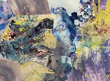 Abstract Mixed Media Ink Painting On Paper 11 X 15” Contemporary Landscape